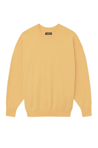 Crewneck Sweatshirt With Flatlock Pale Yellow