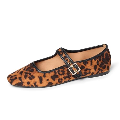 The Drop Women&#039;s Levina Flat, Leopard Microsuede, 8.5