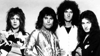 Queen posing for a photograph in 1975