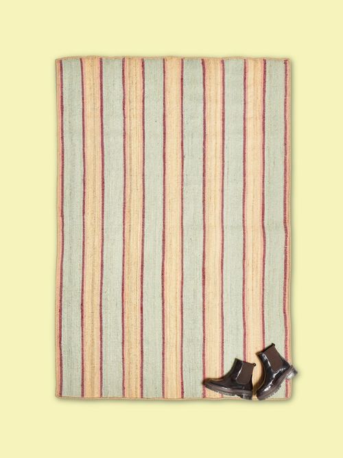 Calo Blue & Red Striped Jute Rug 