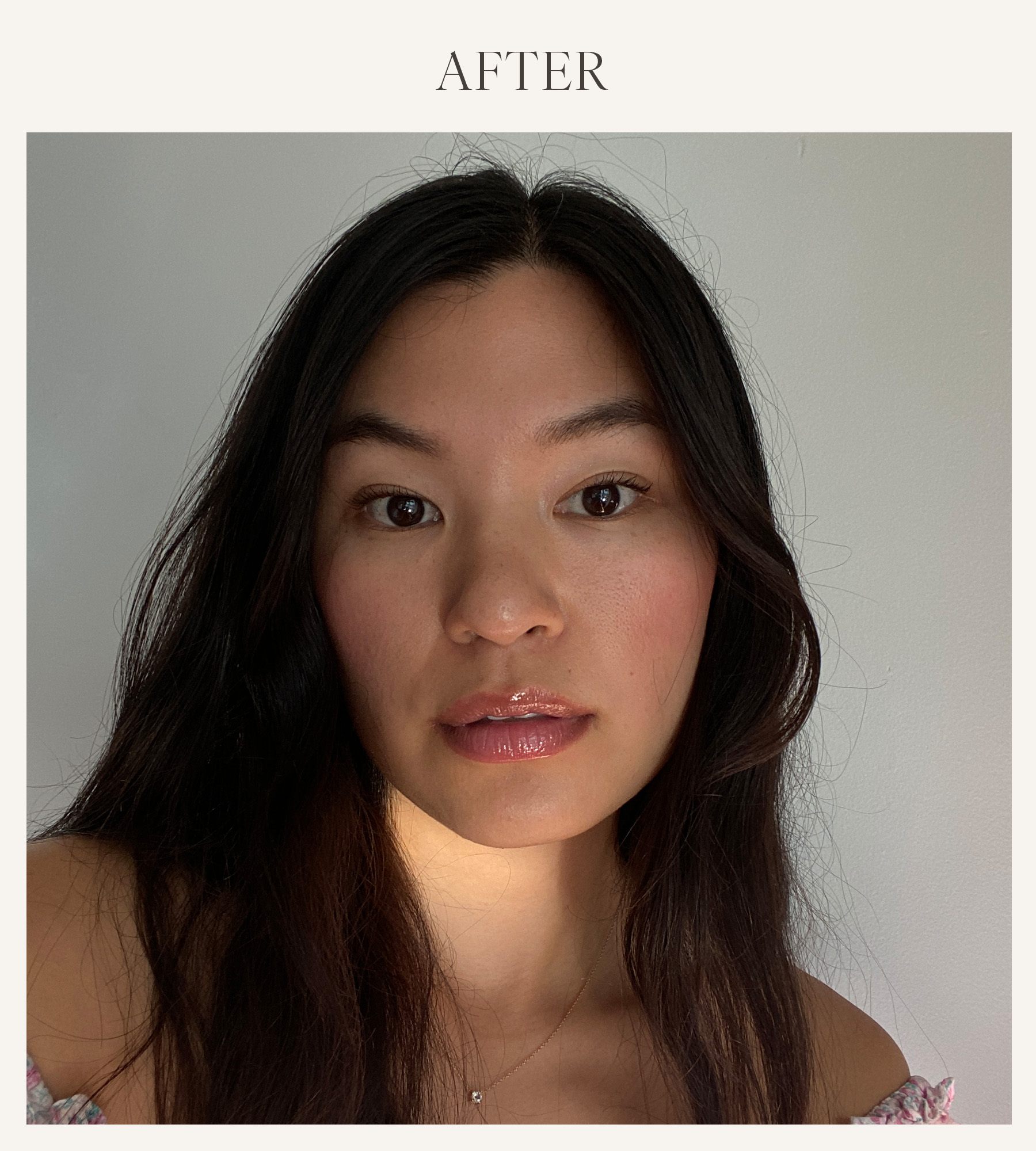 After photo of Natalia Sztyk testing the Dr. Lara Devgan lip plumper