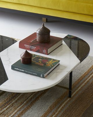A small coffee table with books