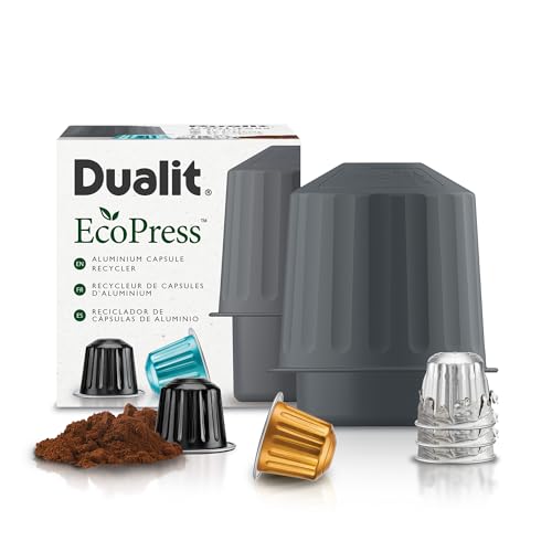 Dualit Ecopress Aluminium Coffee Capsule Recycling Tool Nespresso Compatible Recycler - Premium Eco Friendly Tool Nespresso Capsules &amp;amp; Coffee Grounds.