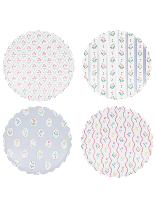 Floral Paper Plates, Set of 8