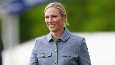Zara Tindall, wearing a cropped jacket, smiles on day five of the MARS Badminton Horse Trials 2025