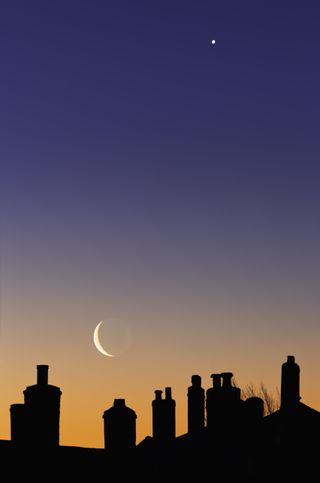 Venus and crescent moon at dawn