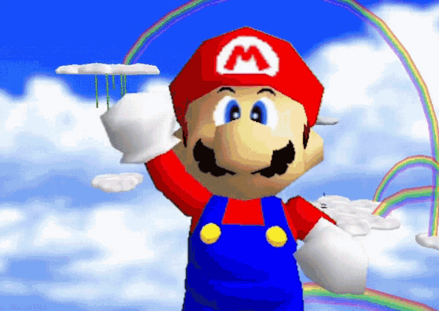 A GiF of Mario waving and disappearing