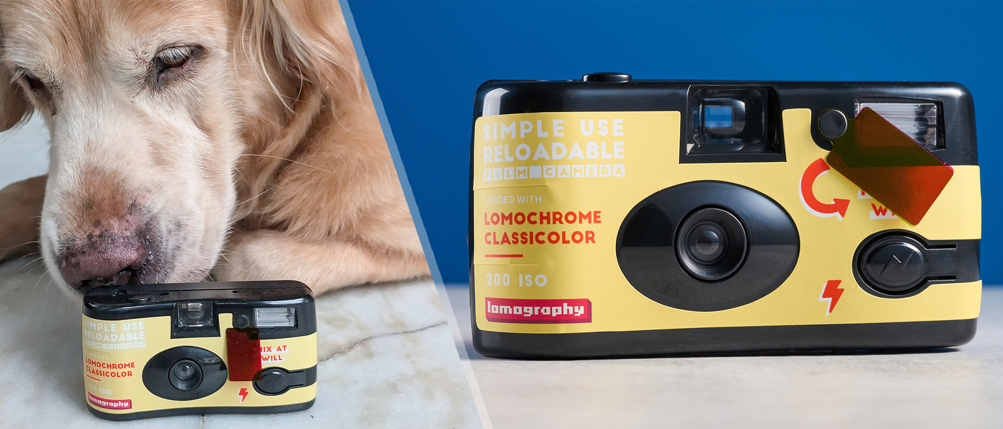 A yellow Lomography Simple Use Reloadable Film Camera Classicolor film camera