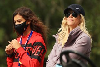 Nordegren and her daughter Sam, watch Charlie during the PNC Championship