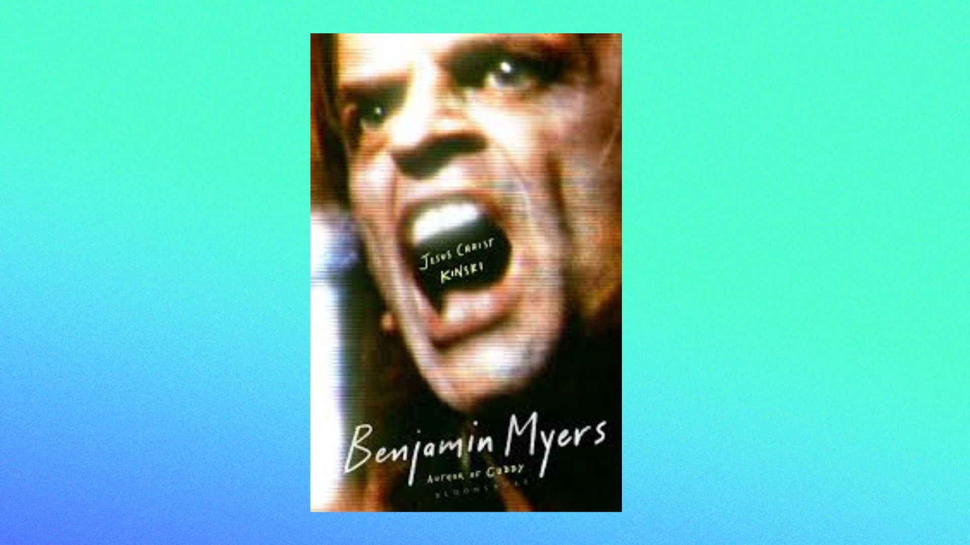 an image of the book cover against a green-blue background