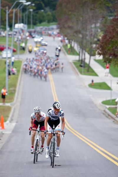 The first attack of the day gets up the road.