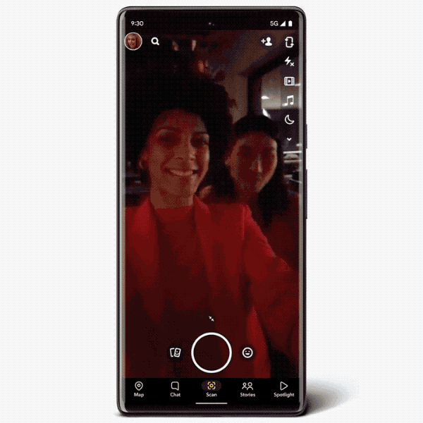 pixel march feature drop gif showing night sight in snapchat