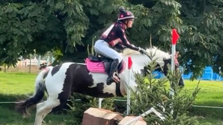 Hope Wilson riding Charlie Girl over a cross-country fence