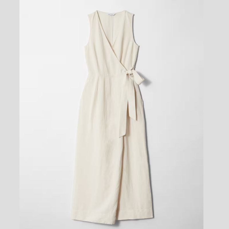 Image of white wrap jumpsuit