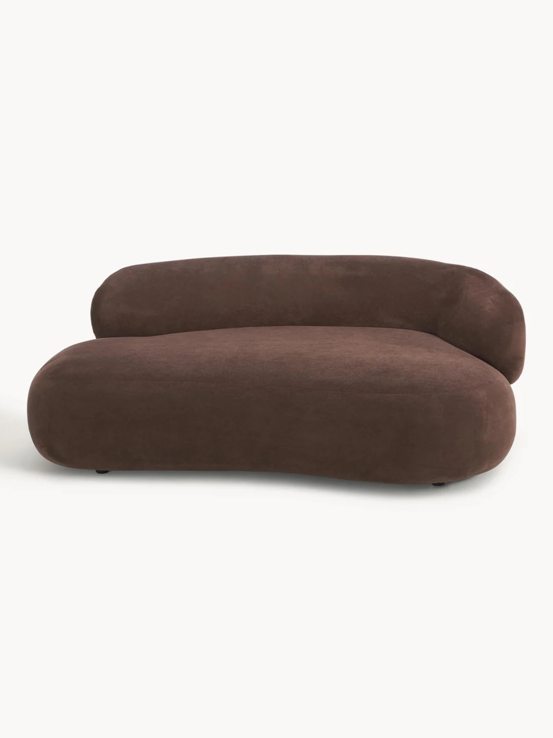Westwing Collection, Sofa Alba 2-Seater in Velvety Woven Fabric Dark Brown