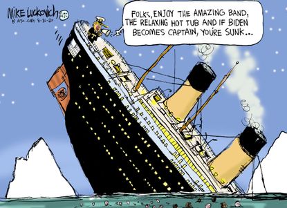 Political Cartoon U.S. Trump Biden Titanic