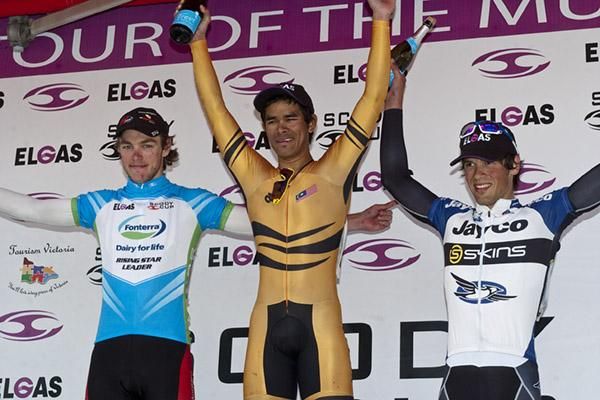 The final stage podium (L-R): Scott Law (Virgin Blue/RBS Morgans), Harrif Saleh (Malaysian National Team), and Alex Carver (Team Jayco Skins).
