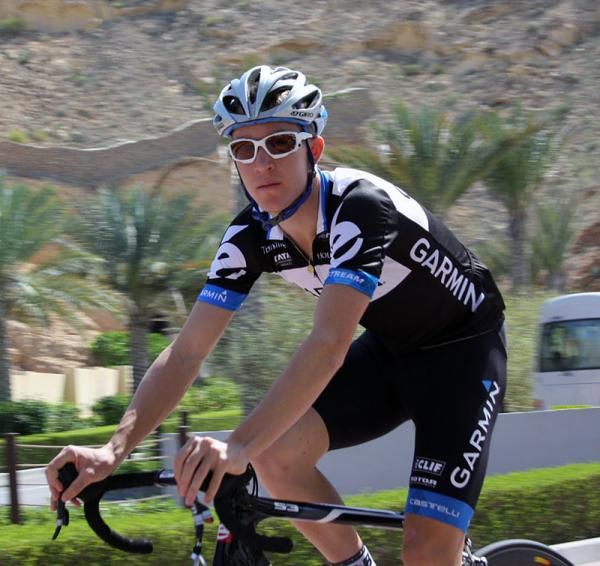 Cameron Meyer (Garmin-Cervelo) heads out on is ride.