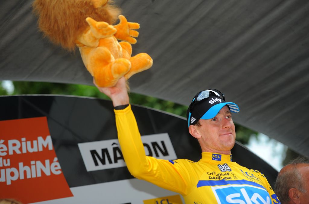 Bradley Wiggins in yellow during the 2011 Criterium du Dauphine
