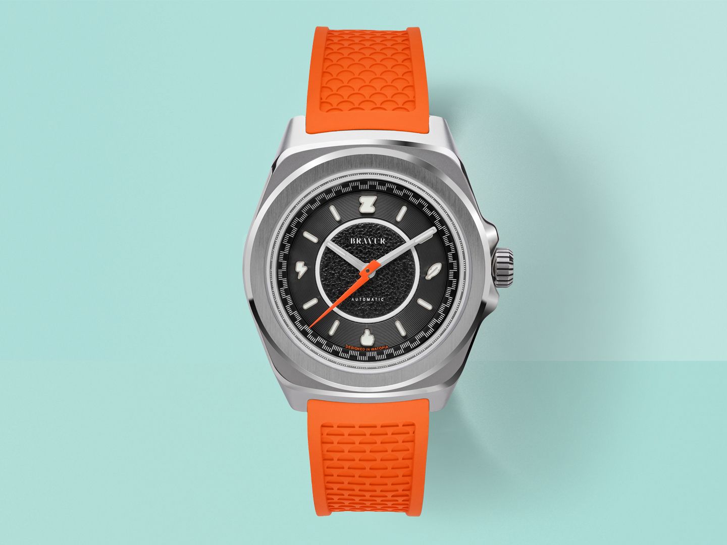 Bravur × Zwift watch with vivid orange strap