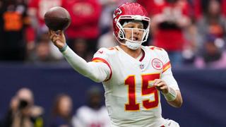 Kansas City Chiefs quarterback Patrick Mahomes in action against the Houston Texans