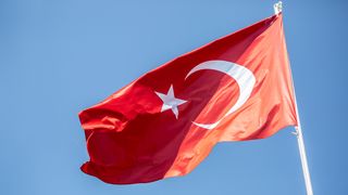 The Turkish flag blowing in the wind