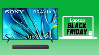 Best Black Friday TV deals Sony Bravia 3 TV for PS5 against green gradient background