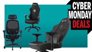 Some of the top 5 best gaming chair deals for cyber monday on a blue background