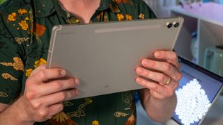 The metal back of the Samsung Galaxy Tab S9 Ultra