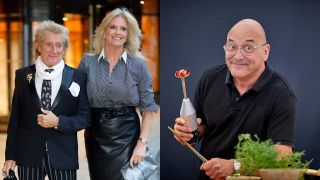 Rod Stewart and Penny Lancaster, plus Gregg Wallace wielding a hand blender (composite image)