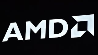 AMD logo pictured at Mobile World Congress (MWC) in 2023.