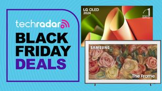 TVs on a blue TechRadar Black Friday deals backgorund