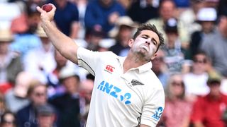 Tim Southee, a New Zealand international cricketer who has captained New Zealand cricket team in all formats of the game, bowls a right-arm swinger ahead of the New Zealand vs England 1st Test 2024 live stream