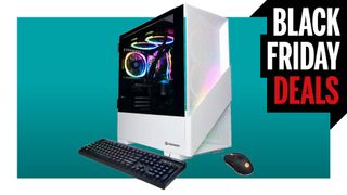 CyberPowerPC Gamer Supreme gaming PC on a blue background with Black Friday Deals logo