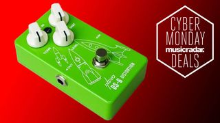 A green pedal on a red background