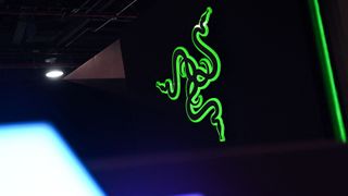 The Razer logo displayed at the company&#039;s booth during CES 2023.