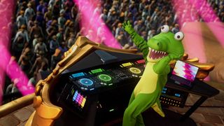 A crocodile, DJing.