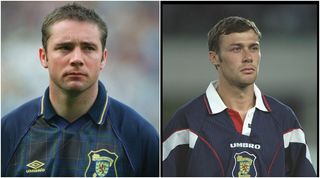 31 Aug 1996: A portrait of Duncan Ferguson of Scotland taken before the start of the world cup qualifier against Austria in Vienna, Austria. The match ended in a goaless draw. Mandatory Credit: Clive Brunskill/Allsport Ally McCoist