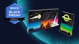 Lego Ideas Tales of the Space Age on a blue planet background with a Space Black Friday deals badge.