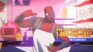 Still image from Marvel Snap Deadpool animated trailer 