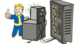 Fallout 4 Hacker perk image - Vault Boy standing in front of a PC giving a thumbs up