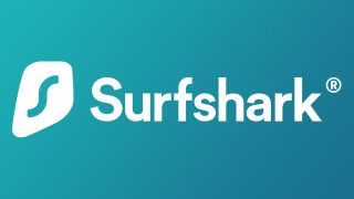 Surfshark logo on a gradient background