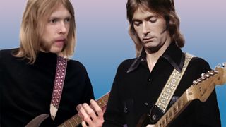 A composite image of Duane Allman (left) and Eric Clapton