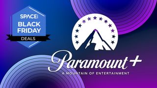 Paramount Plus logo on a purple background with a Space Black Friday deals badge.