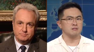 Side by side of Lorne Michaels and Bowen Yang on SNL.