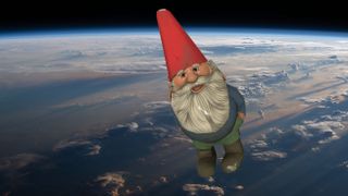 A garden gnome in space.