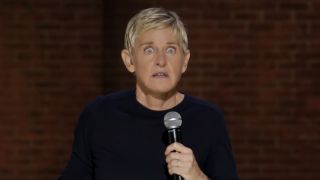 Ellen DeGeneres staring wide-eyed on stage for Netflix special Ellen DeGeneres: For Your Approval