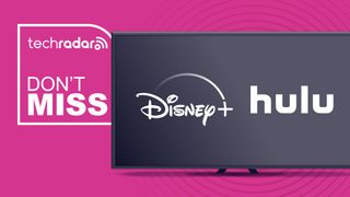 A TV with the Disney Plus and Hulu logos displayed next to the words &#039;don&#039;t miss&#039;