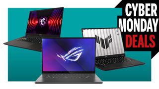 Gaming laptops on a cyber monday deals background