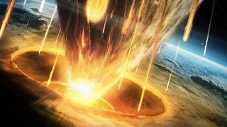 an illustration of a meteor crashing into earth